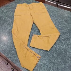 VTG J Crew Pants Size 30 Women Gold Mustard Skinny Stretch Cargo Ankle Zippers